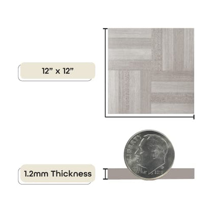 Tivoli Peel & Stick Vinyl Floor Tiles, 45-Pack, 12 x 12 in, Grey - color: Ash Grey Wood