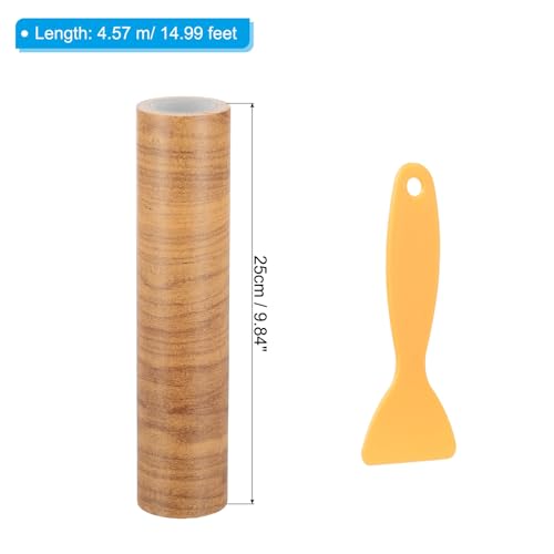 PATIKIL 10" X30' Self-Adhesive Wood Grain Repair Tape with Scraper Maple Grain Wheat