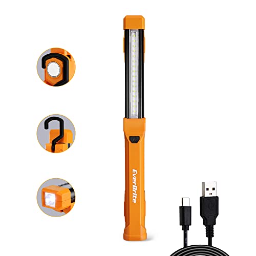 EverBrite 1000LM Work Light, Rechargeable Magnetic Flashlight, Orange - color: Orange