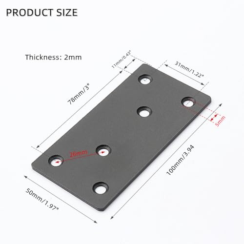 dophee 4PCS Black Stainless Steel Flat Mending Plates, 1.97" x3.94 - size: 100mm/3.94"