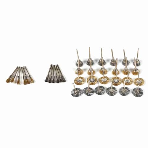 36Pcs Wire Brush Set, Brass and Steel Material for Rust Removal and Polishing, with 18 Copper and 18 Steel Wire Brushes for Wood and Metal