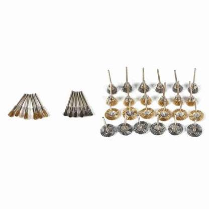 36Pcs Wire Brush Set, Brass and Steel Material for Rust Removal and Polishing, with 18 Copper and 18 Steel Wire Brushes for Wood and Metal