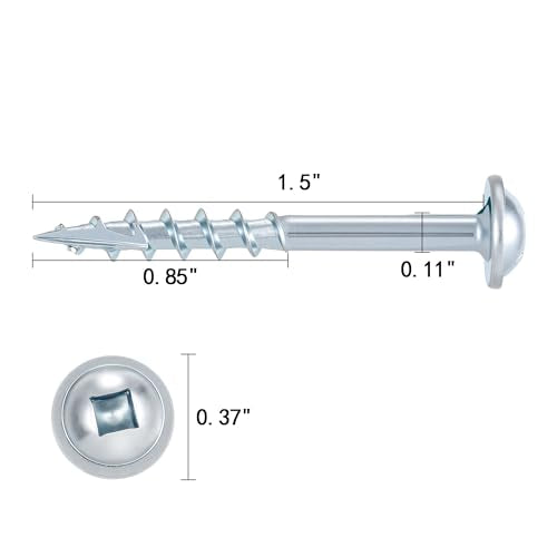 100 PCS #8 x 1-1/2” Pocket Hole Screws Exterior Pocket Screw - color: Zinc, size: #8x1-1/2"
