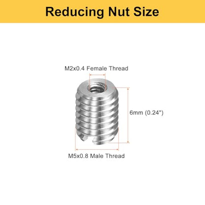 HARFINGTON 10pcs Thread Repair Inserts M5 x 0.8 Male to M2 x 0.4 Female Thread 6mm Long Stainless Steel Reducing Nuts Metric Self Tapping Sleeves Threaded Reducer Industrial Fasteners - size: M5 x 0.8 Male to M2 x 0.4 Female x 6mm