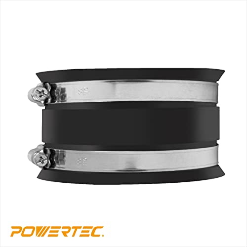 POWERTEC 70149 4 Inch Dust Control Flex Cuff with Steel Hose Clamps, Hose Connector Rubber Cuff Coupler for Woodworking Dust Collection Fittings, Dust Collector Accessories & Machinery, 1 pack - size: 4", 1PK
