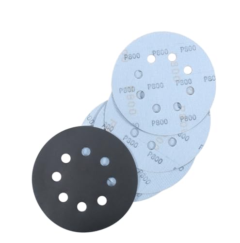 50 Pcs 5 Inch 8 Hole 800 Grit Wet and Dry Sanding Discs, Round Hook and Loop Disc Sandpaper for Random Orbital Sanders - style: 800 Grit