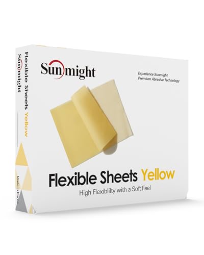 Sunmight 800G Grip 25 Flexible Sanding Sheets - Premium Aluminum Oxide - Flexible Sandpaper Film Backing - Ceramic Alumina Grit - Sandpaper for Wood, Metal, Plastic & Automotive - style: Yellow