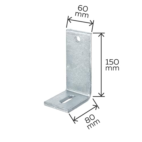 Adjustable Bracket with Slot for Fixing in Concrete Galvanized 80 x 150 x 60 mm / 1 Stk.
