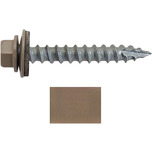 14 x 1-1/2" Buckskin Metal Roofing Screws - Hex Washer Head- Self-Starting/Tapping - EPDM Washer. 3 X 250 Bags - 750 Screws - color: BUCKSKIN, size: 1-1/2"