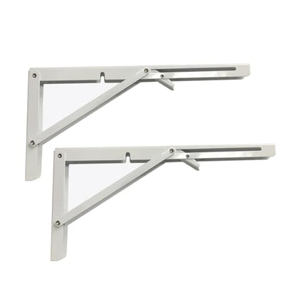 White Folding Shelf Brackets Max. Load 220 lb, Heavy Duty DIY Wall Mounted Shelf Bracket Space Saving for Table Work Bench (6 INCH-2PCS) - size: 6 INCH-2PCS