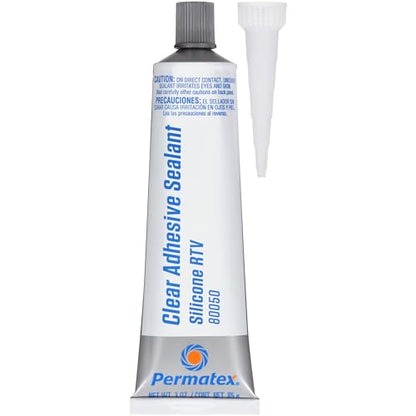 Permatex 80050 Clear RTV Silicone Adhesive Sealant, 3 oz (Pack of 2) - size: Pack of 2