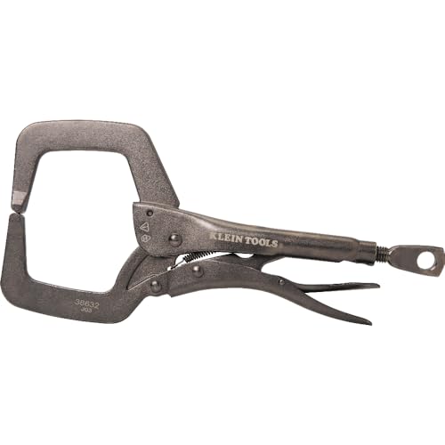 Klein Tools 38632 C-Clamp Locking Pliers with Standard Jaws, Intuitive Thumb Knob, Adjustable Clamp for Home, Shop, Woodworking, 11-Inch - style: 11-In Standard Jaw