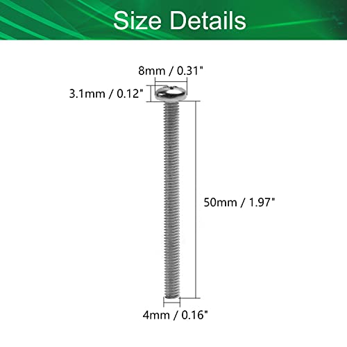 30Pcs M4-0.7 x 50mm Pan Head Phillips Machine Screws - size: M4 x 50mm