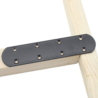 4 Pack Flat Mending Plate for Wood, ULIFESTAR Black Iron Flat Straight Brace Brackets Metal Repair Fixing Wood Brace Joining Plates Connector for Repairing Wooden Furniture with Mounting Screws - size: 6.7 x 1.5 x 0.12 inches