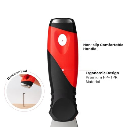 Mister Rui Metal Putty Knife, Paint Scraper Tool 13 in 1 Paint Scraper - color: Red, 1 Pack