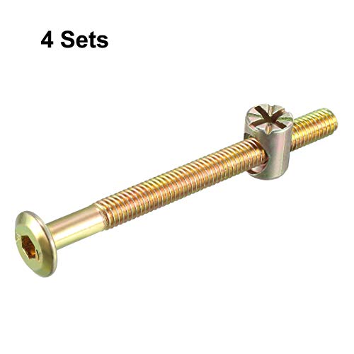 uxcell M6x70mm Furniture Bolt Nut Set Hex Socket Screw 50mm Thread L 4 Sets - size: 70mm
