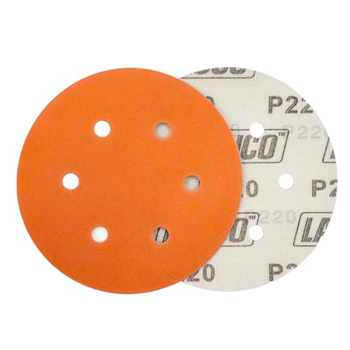 50 PCS 6 Inch 6 Hole Ceramic Sanding Discs P220 Grit, Hook and Loop Orbital Sandpaper, Heavy Duty Sandpaper for Wood, Metal, Automotive, Paint Removal 37508 - size: P220
