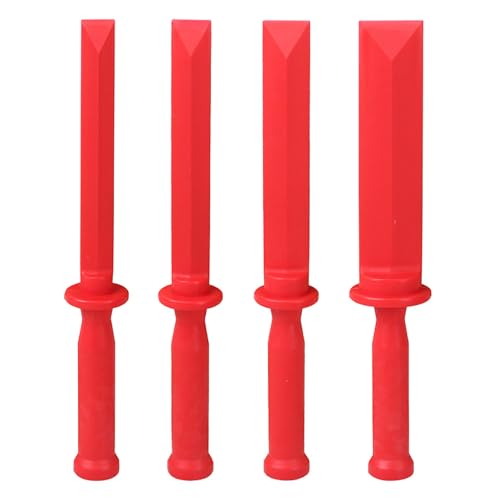 RLECS 4PCS Plastic Balance Block Shovel Blade Set Adhesive Removal Tool Red Chisel 18/21/25/35mm Nylon Soft Scraper Suitable for Trim Sticker Badges Caulking Paint Cleanup Work