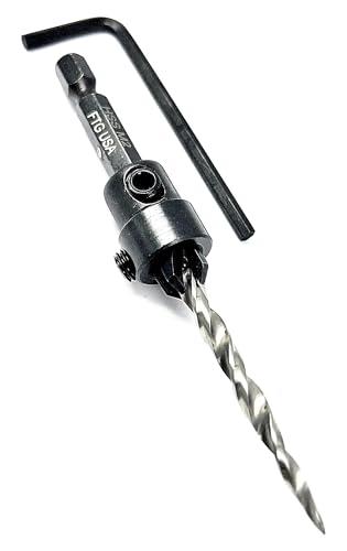 FTG USA #8(11/64") Tapered Wood Countersink Drill Bit w/ 3/8" Collar & Case - size: #8, style: with Depth Stop