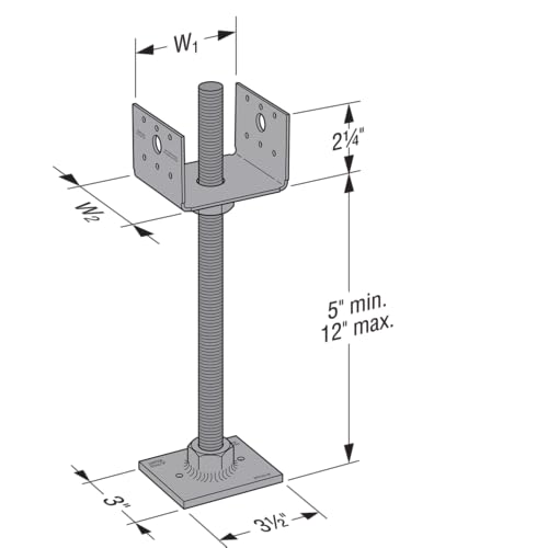 Simpson Strong-Tie PPBF44 PPBF Adjustable Porch Post Base for 4x4