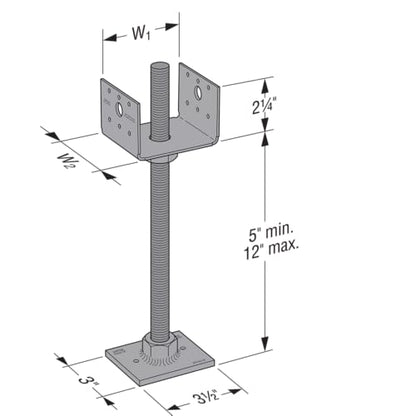 Simpson Strong-Tie PPBF44 PPBF Adjustable Porch Post Base for 4x4