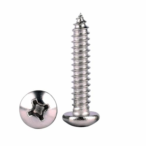 50Pcs #14 x 1-1/4" Phillips Pan Head Wood Screws 304 Stainless Steel 18-8 Self Tapping Screw - size: #14 x 1-1/4" (50pcs)