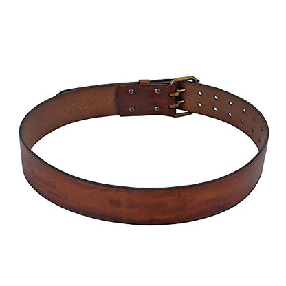 Leather Men Tool Belt -Adjustable Double Prong Buckle 2" Wide for Workshop