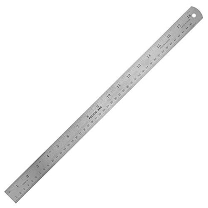 Pacific Arc 18 Inch Stainless Steel Ruler with Inch/Metric Conversion Table - style: 18 In