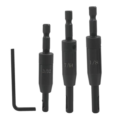 3 Pcs Self Centering Drill Bit Set, 3/32",7/64",1/8"