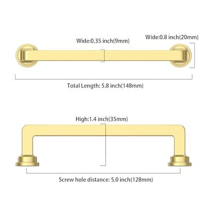 10 Pack 5 Inch Brushed Gold Cabinet Pulls, Kitchen Hardware - color: Brushed Gold, size: 5" Hole Center