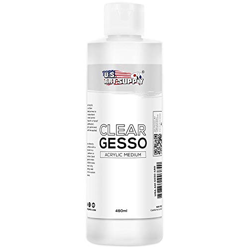 U.S. Art Supply Clear Gesso Primer (16oz) for Oil & Acrylic Painting - color: Clear