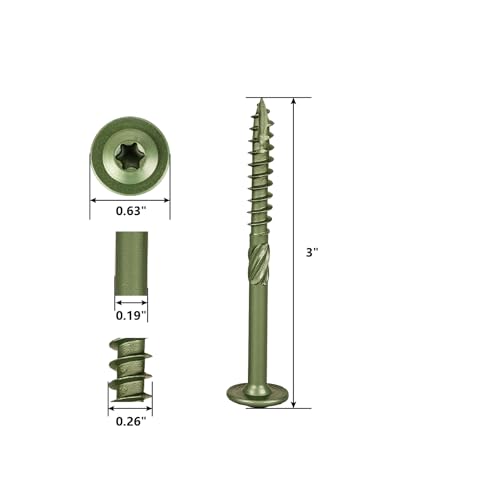 T.K.Excellent 55-Pack #14 x 3 Inch Zinc Plated Structural Lag Screws – Heavy Duty Exterior Wood Screws with Washer Head, Torx T30 Drive, Rust Resistant for Deck, Fence, Timber Framing - size: #14 x 3