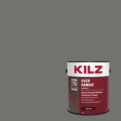 KILZ Over Armor Smooth Solid Coating Resurfacer, Gray Wolf, 1 Gallon - color: Gray Wolf, style: Smooth