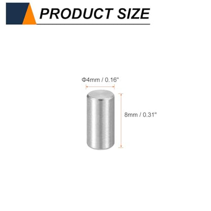 HARFINGTON 15pcs Dowel Pins M4(4mm) x 8mm 304 Stainless Steel Cylindrical Shelf Support Peg Pin Rod Fasten Elements for Metal Devices Wood Furniture DIY Installation, Silver - size: M4 x 8mm