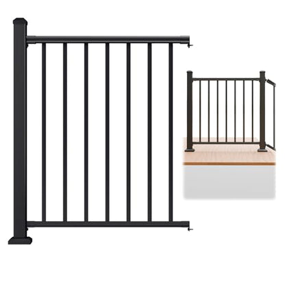 Egadis 42 in x 3 ft Modular Aluminum Porch and Deck Railing Kit, Black - color: Level 3ft - 1Pack