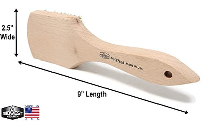 Brass Wire Scrub Brush, Large 9-in Hardwood Handle, Made in USA - size: 9-Inch Long