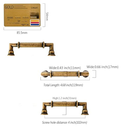 Amerdeco 10 Pack Brushed Antique Brass Cabinet Knobs 4 Inch(102mm) Single Hole Zinc Solid Kitchen Cabinet Handles Round Cabinet Drawer Pulls - color: Brushed Antique Brass, size: 4" hole center