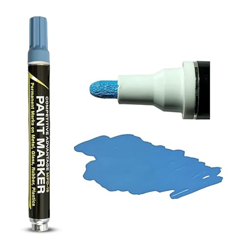 Enamel Paint Markers MPD-15 | LT. BLUE - 1 Pack | Permanent Marks on Metal, Glass, Rubber, Plastic & more, Waterproof UV Resistant - color: Light Blue