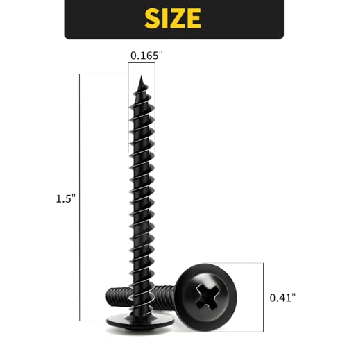 Truss Head Wood Screws #8 x 1-1/2 Inch, 70PCS, FIXLINK Self Tapping Screws - color: Black, size: #8 x 1-1/2"