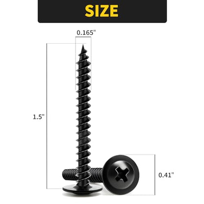 Truss Head Wood Screws #8 x 1-1/2 Inch, 70PCS, FIXLINK Self Tapping Screws - color: Black, size: #8 x 1-1/2"