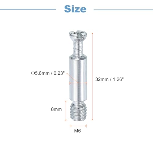 uxcell 10Pcs 32mm Furniture Connecting Fittings, Thread Bolts Dowels Screws, Metal Dowel Fitting Fasteners for Cabinet Drawer and Wardrobe Furniture, Silver - size: 32mm
