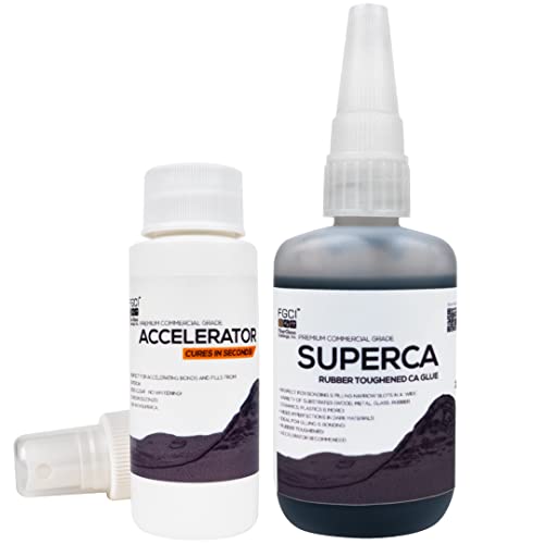 Super CA Glue 2 oz Kit with Spray Activator, Fast Dry Repair Glue
