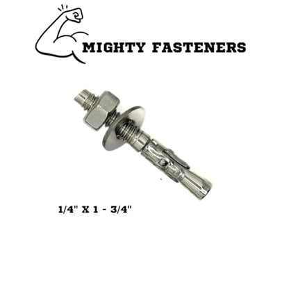 Mighty Fasteners 304 Stainless Steel Wedge Anchors 1/4" X 1-3/4" - 25 Pack - size: 1/4" X 1-3/4"