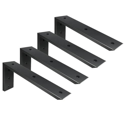 WINKER Countertop Support Bracket 4 Pack Heavy Duty 1/2" Thick Hidden L Shelf Bracket 12" x 6" x 2.5" Metal Corbels for Quartz/Granite/Wood/Concrete/Laminate Countertops, Black - size: 12″x6″x2.5″-1/2" thick, style: Black-4Pack