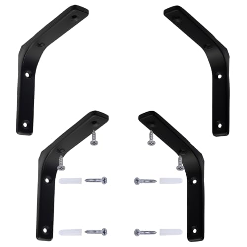 4x4 Inch L Wall Bracket, Black, 4 Pcs - color: Black