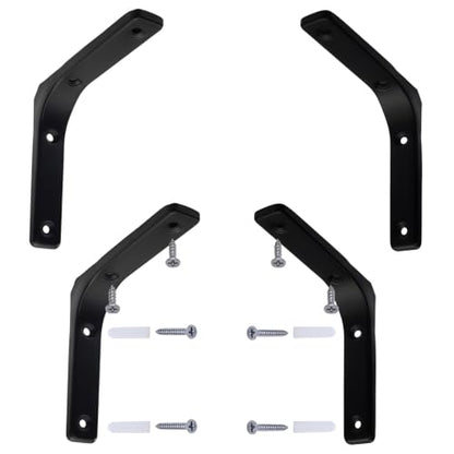 4x4 Inch L Wall Bracket, Black, 4 Pcs - color: Black