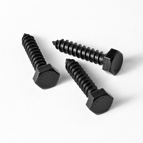 3/8×6'' (6 Pack) Hex Head Lag Screws Bolts with Washers, Heavy Duty Lag Screws, Black Oxide 304 Stainless Steel Bolts 18-8, Wood Screws, Partial Thread - size: 3/8×6