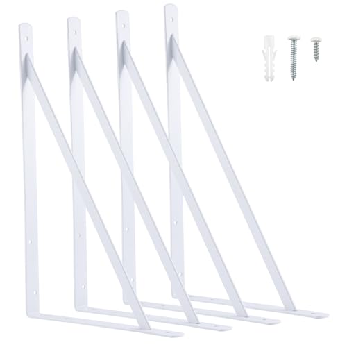 HOME MASTER HARDWARE 20x13 Inch Heavy Duty Shelf Brackets, White 4 Pack - color: White, size: 20 inch x 13 inch-4pcs