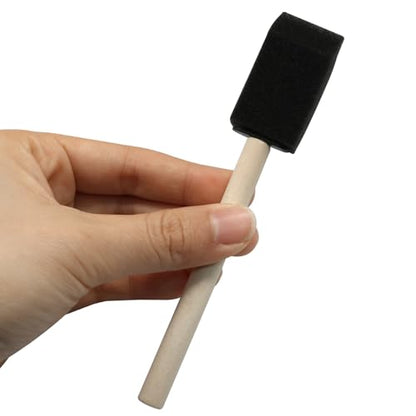 5 Pack 1 Inch Foam Paint Brushes, Black Sponge with Wooden Handle - size: 1 Inch