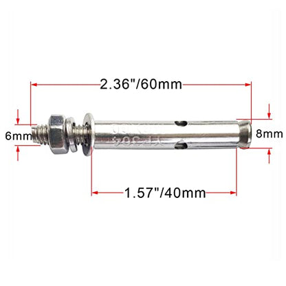 10 Pack M6x60mm Expansion Bolts Anchor Bolt 304 Stainless Steel External Hex Expansion Screw Bolt Sleeve Anchor Fastener Wall Concrete - size: M6*60